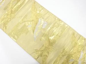 アンティーク　ヱ霞に鶴模様織り出し袋帯（材料）